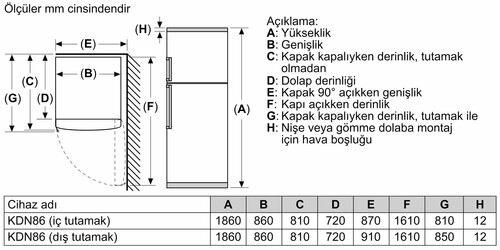  Bosch KDN86AWE0N Çift Kapılı No Frost Buzdolabı