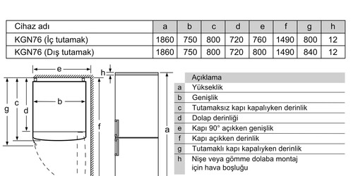  Bosch KGN76CIE0N Kombi No Frost Buzdolabı